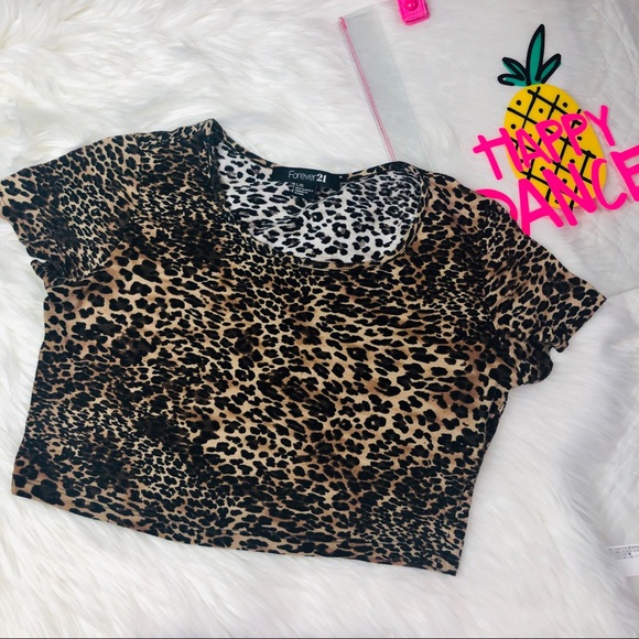 Forever 21 crop top Leopard print sz. L - Picture 1 of 6